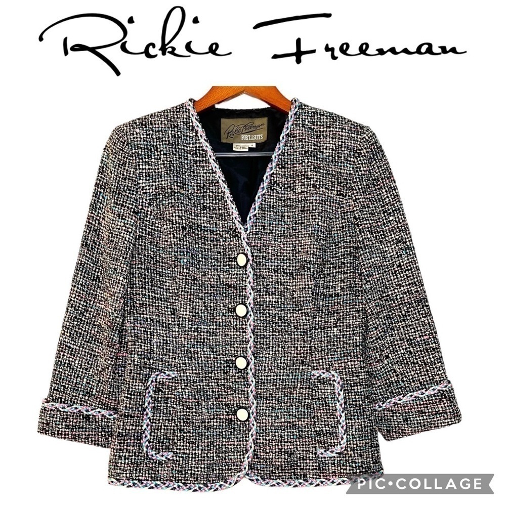 Vintage Rickie Freeman 100% silk multicolor blazer jacket